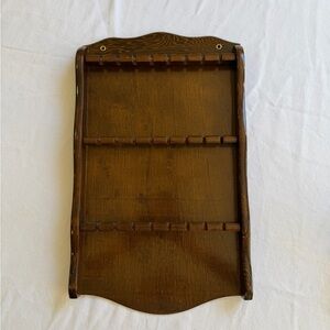 Wooden Wall Spoon Rack Shelf - Dark Brown